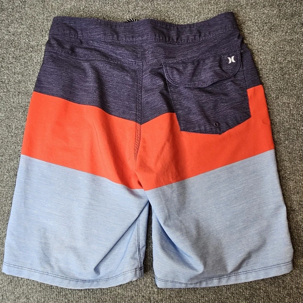 Hurley Mens Boardshorts Size 32 Patriotic Colorblock Surf Beach Swim Blue Red